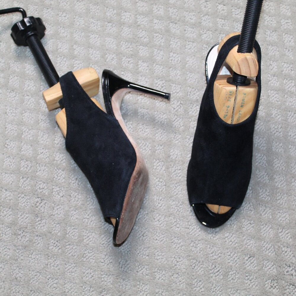 Cole Haan Size 7B Black Suede Stretch Slingback 3.5" Heels